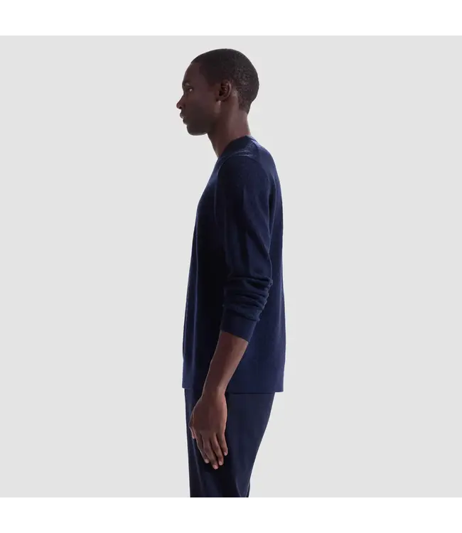 Navy Basketweave Crew Neck Sweater