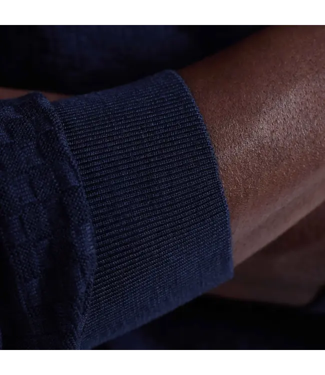 Navy Basketweave Crew Neck Sweater