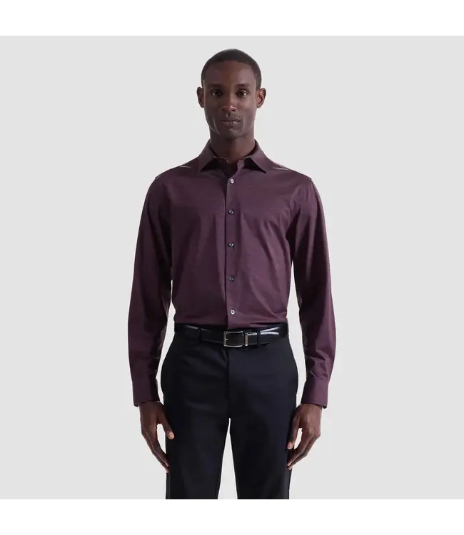 Modern Fit Burgundy Herringbone Shirt