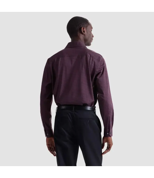 Modern Fit Burgundy Herringbone Shirt