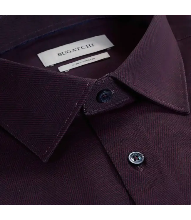 Modern Fit Burgundy Herringbone Shirt