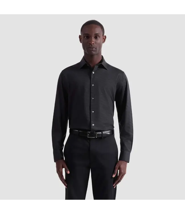 Modern Fit Black Herringbone Shirt