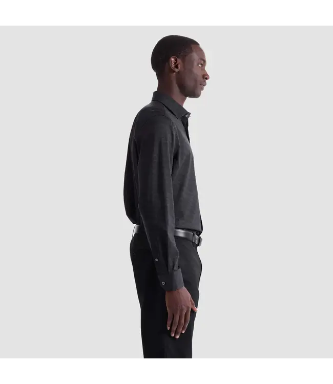 Modern Fit Black Herringbone Shirt