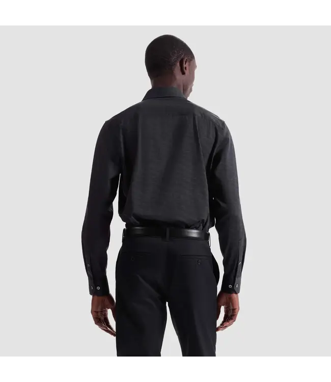 Modern Fit Black Herringbone Shirt