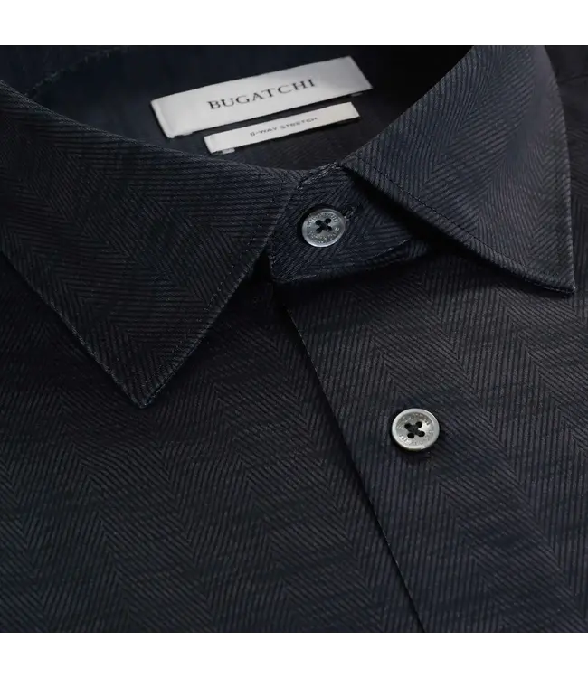 Modern Fit Black Herringbone Shirt