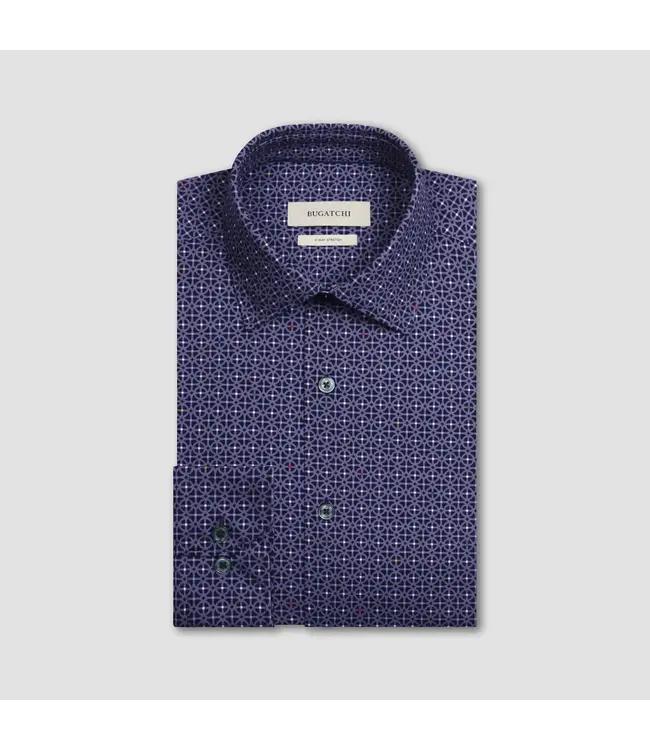 Modern Fit Eggplant Geometric Pattern Shirt