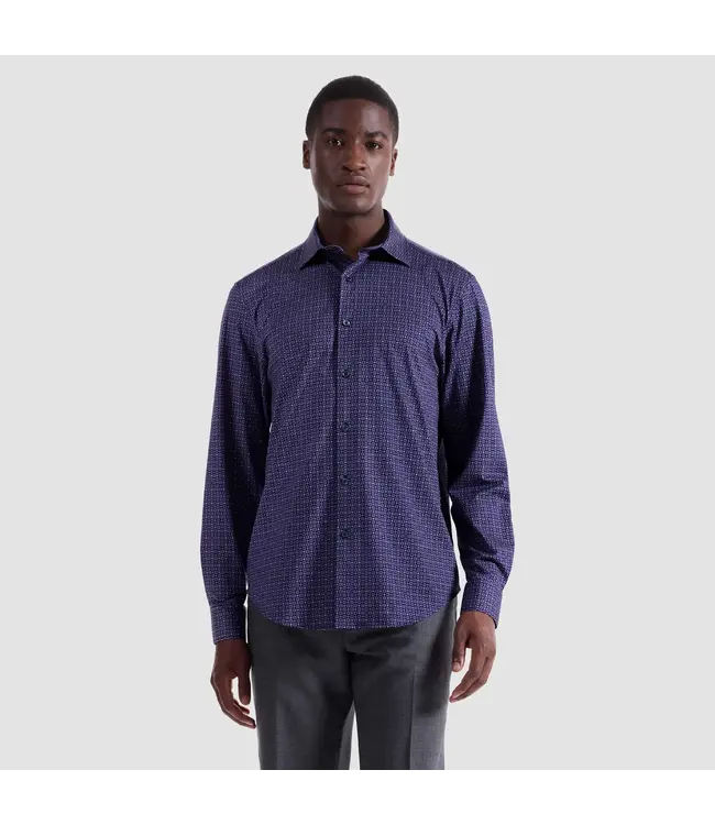 Modern Fit Eggplant Geometric Pattern Shirt