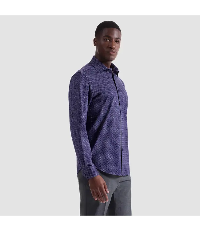 Modern Fit Eggplant Geometric Pattern Shirt