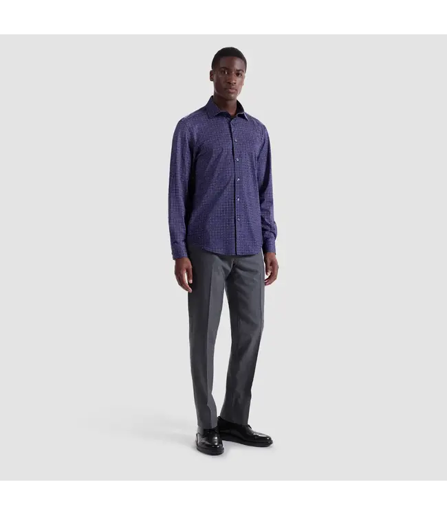 Modern Fit Eggplant Geometric Pattern Shirt