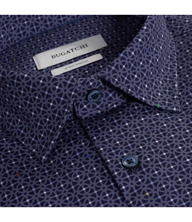 Modern Fit Eggplant Geometric Pattern Shirt