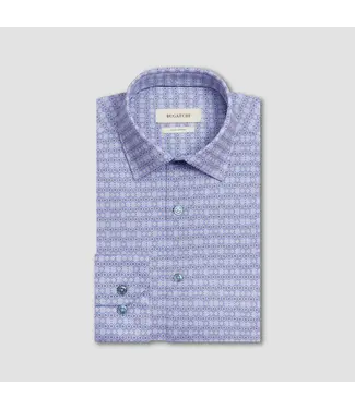 BUGATCHI Modern Fit Air Blue Diamond Pattern Shirt