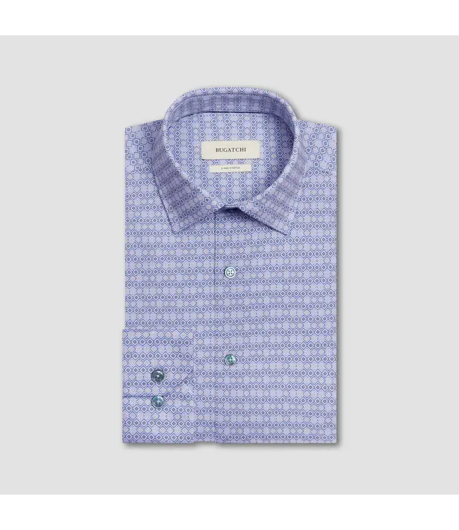 Modern Fit Air Blue Diamond Pattern Shirt