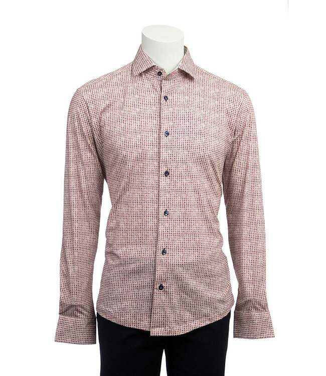 Modern Fit Tan Burgundy Print Shirt