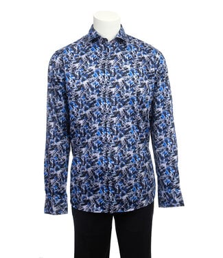 7 DOWNIE Modern Fit Blue Grey Print Shirt