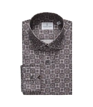 EMANUEL BERG Modern Fit Grey Medallion Print Shirt