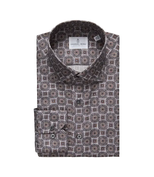 Modern Fit Grey Medallion Print Shirt