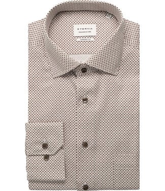 ETERNA Slim Fit Brown Blue Print Shirt
