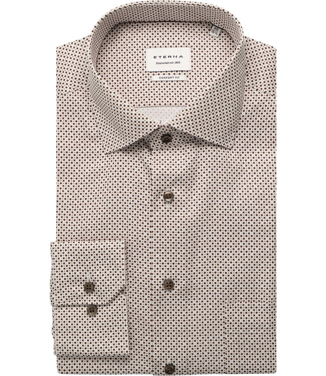 Slim Fit Brown Blue Print Shirt