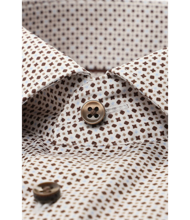 Slim Fit Brown Blue Print Shirt