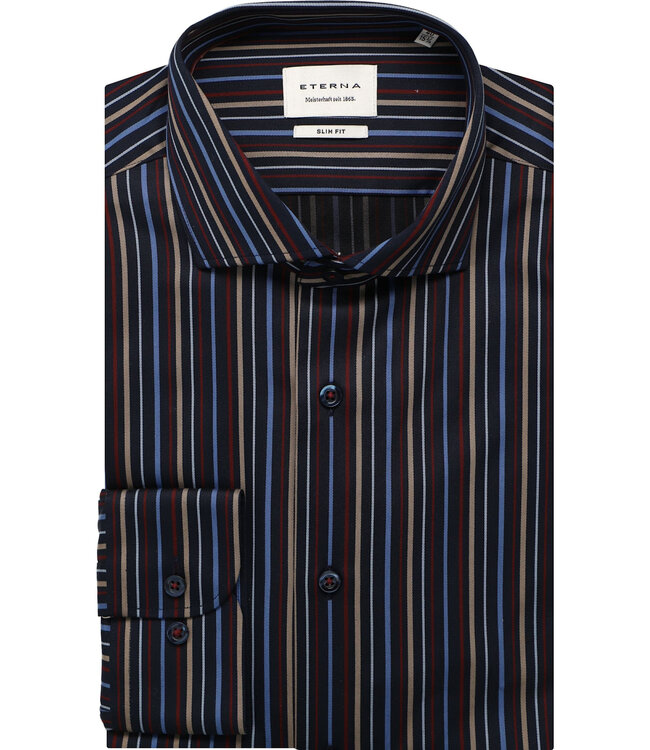 Slim Fit Navy Striped Shirt