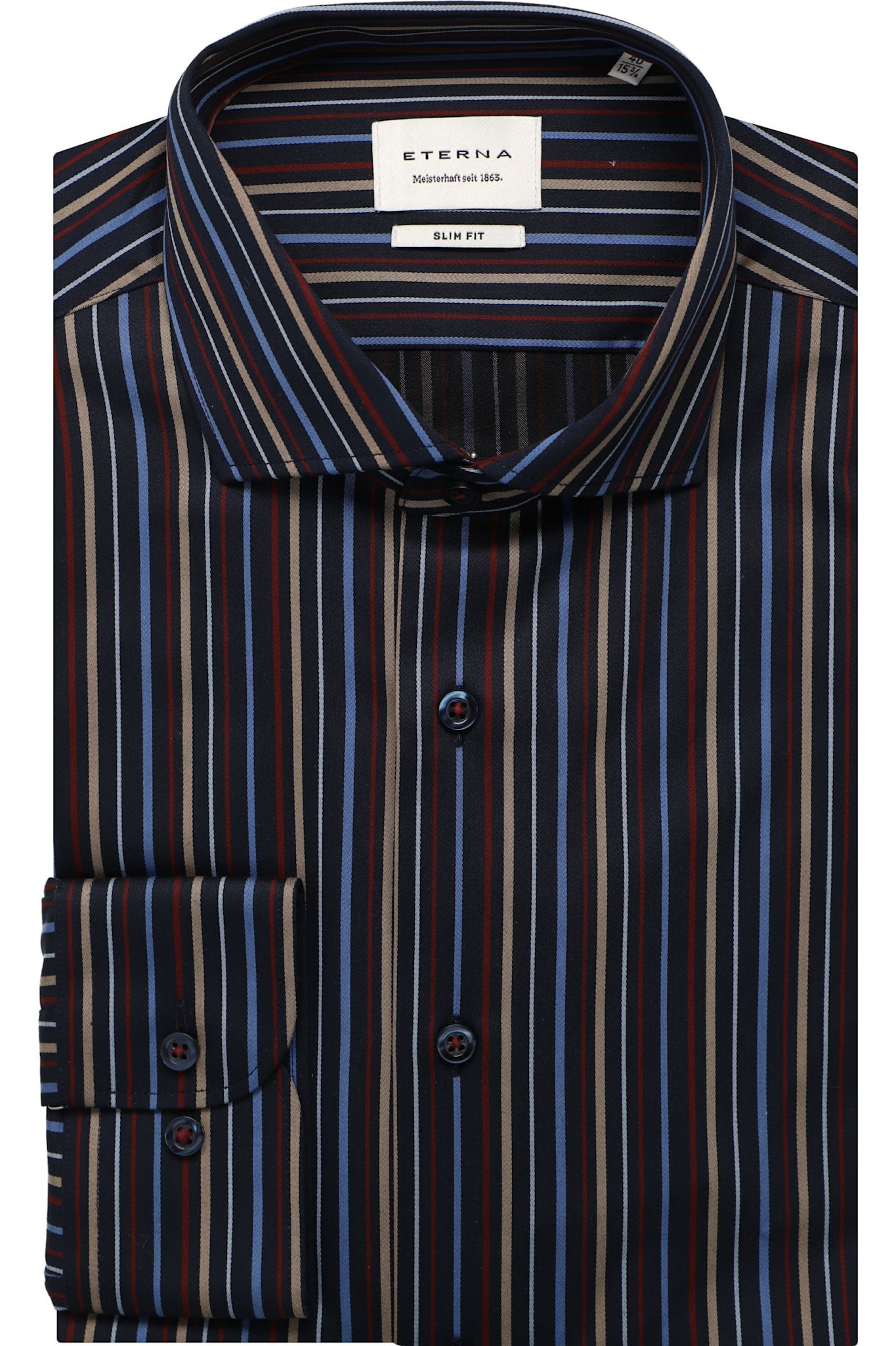 Slim Fit Navy Striped Shirt Benjamin's Menswear — free download