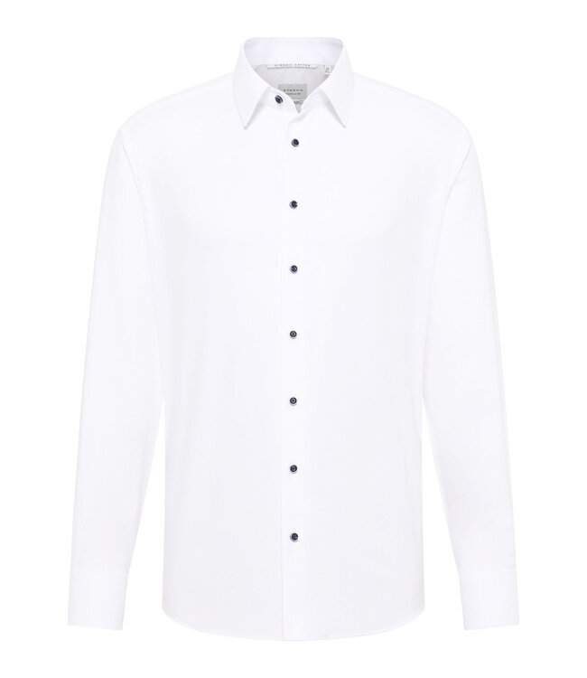 Slim Fit White with Navy Button Shirt