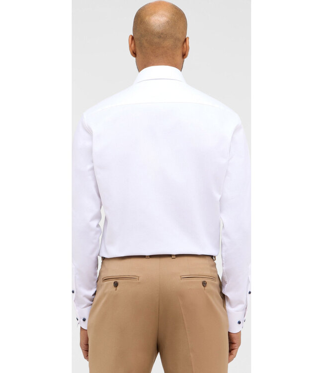 Slim Fit White with Navy Button Shirt