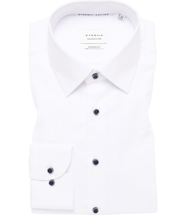 Slim Fit White with Navy Button Shirt