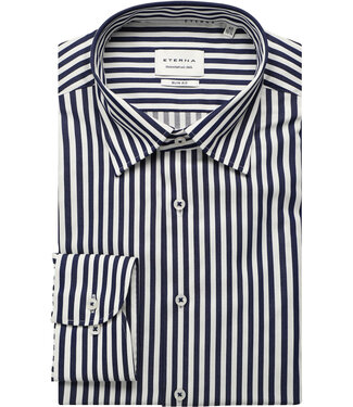 ETERNA Slim Fit Dark Navy Striped Shirt