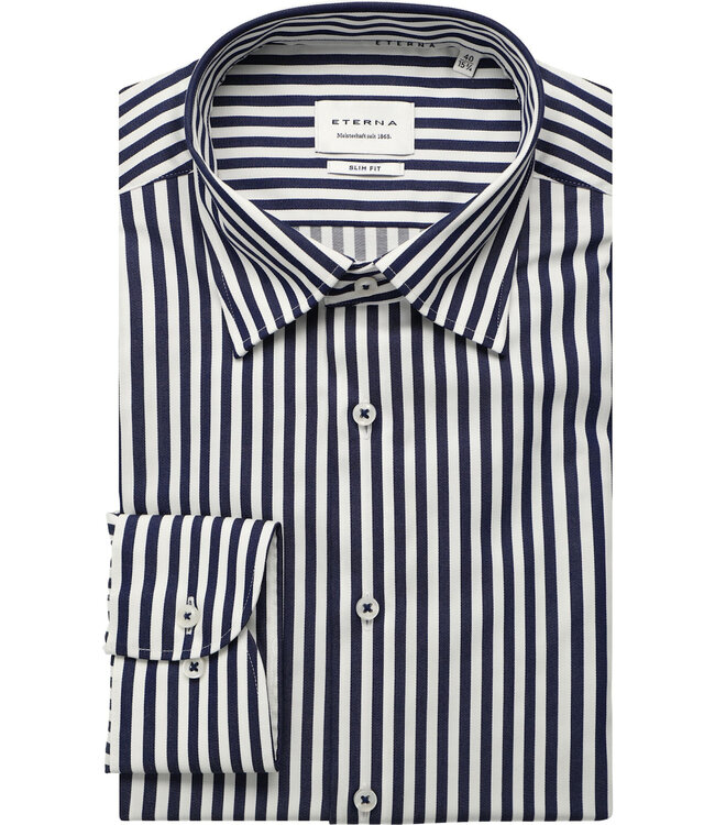 Slim Fit Dark Navy Striped Shirt