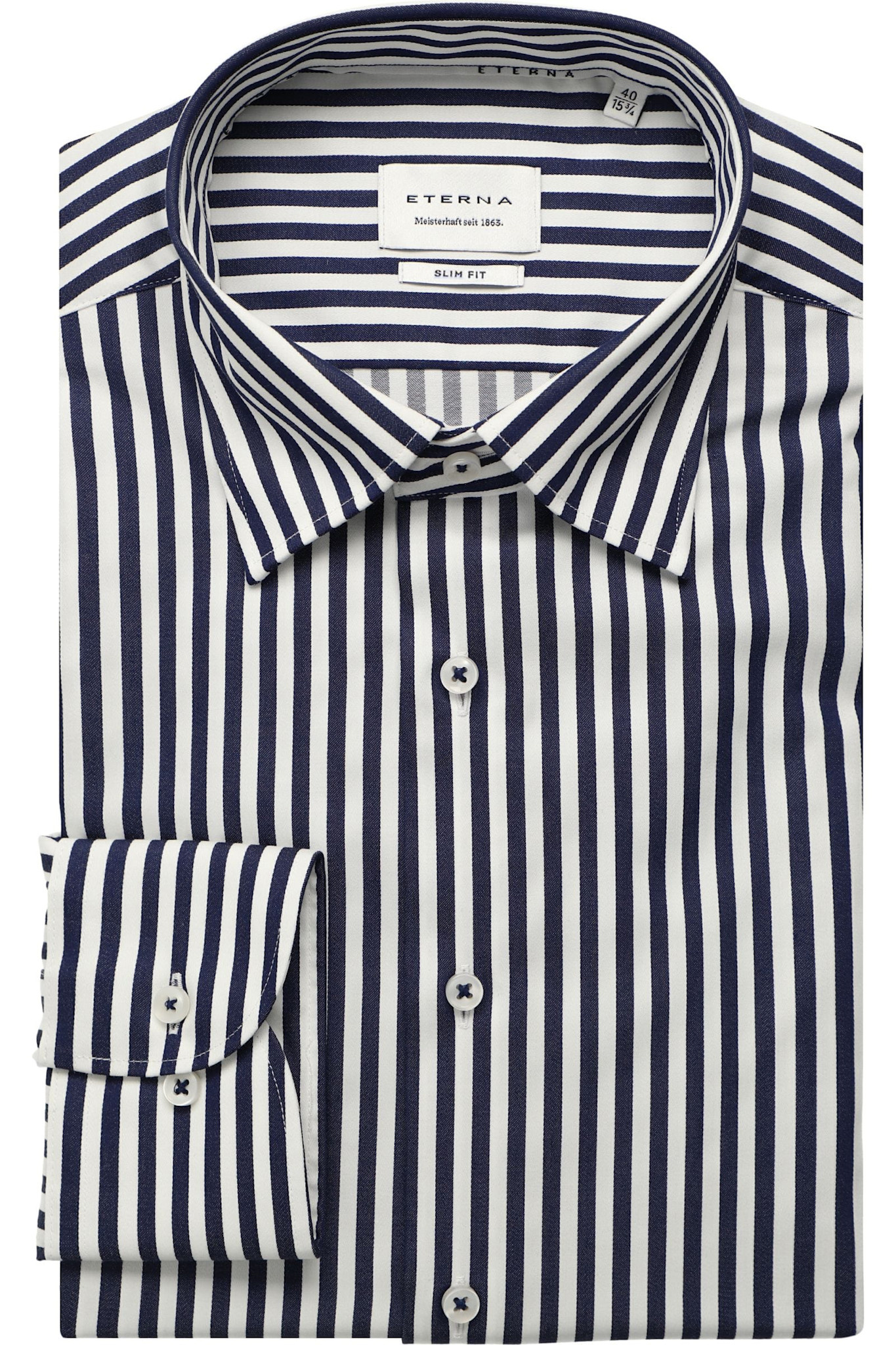 Slim Fit Dark Navy Striped Shirt Benjamin's Menswear — free download