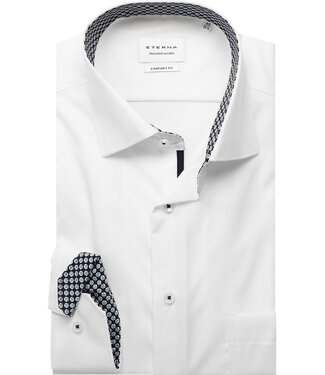 ETERNA Slim Fit White with Navy Trim Shirt