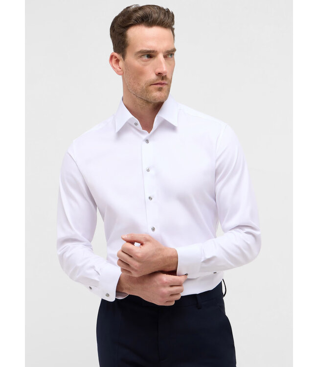 Modern Fit White Mauve Button Shirt