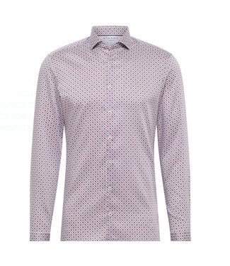 ETERNA Slim Fit Red Navy Print Shirt