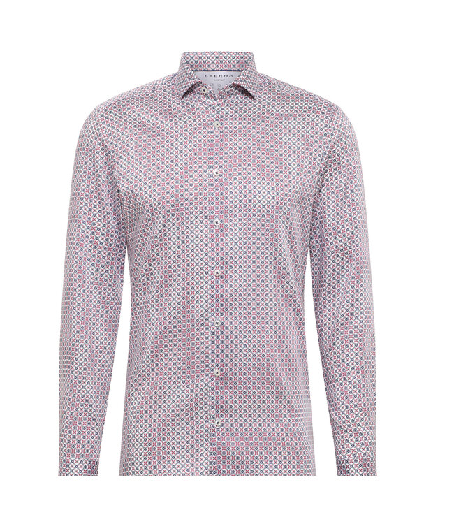 Slim Fit Red Navy Print Shirt