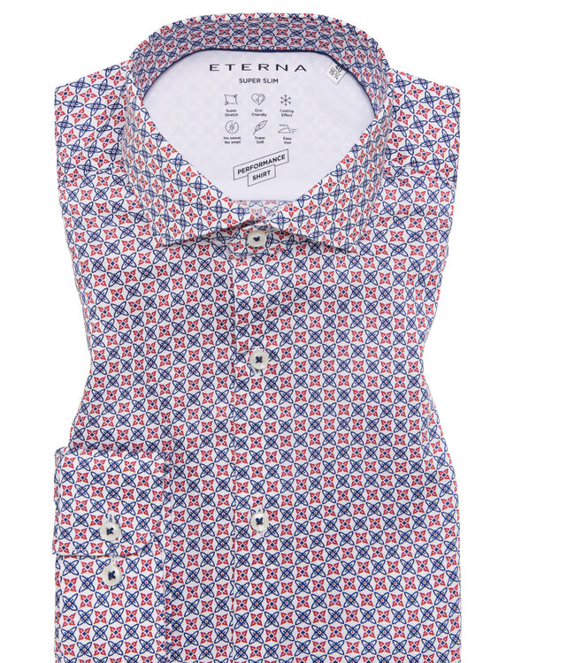 Slim Fit Red Navy Print Shirt