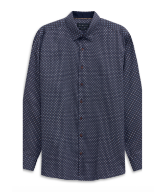 BUGATTI Modern Fit Navy Tan  Print Shirt
