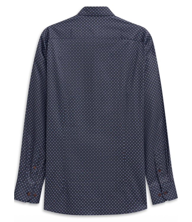 Modern Fit Navy Tan  Print Shirt