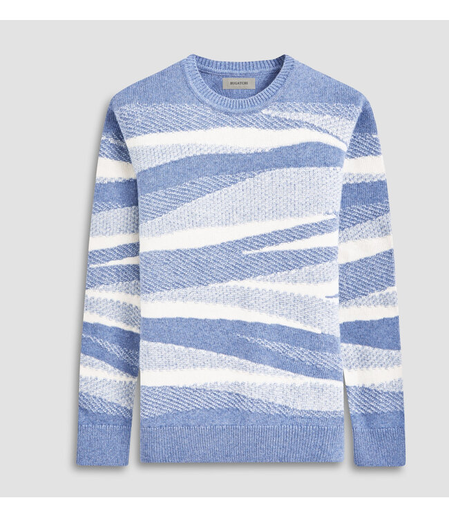 Air Blue with Ecru Striped Sweater