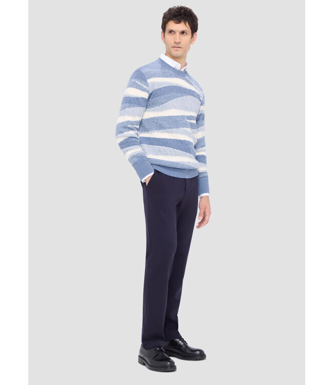 Air Blue with Ecru Striped Sweater
