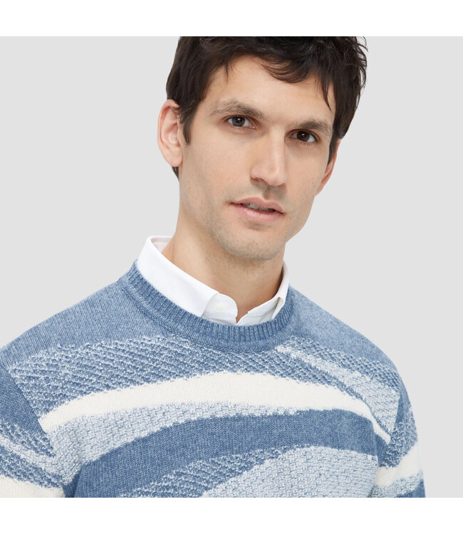 Air Blue with Ecru Striped Sweater