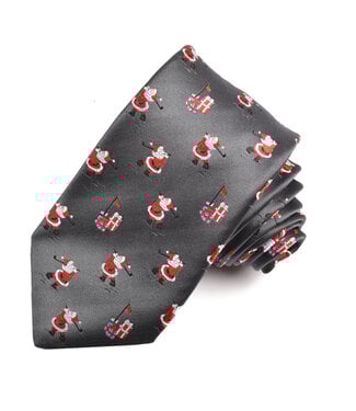 DION Charcoal Golfing Santa Christmas Tie