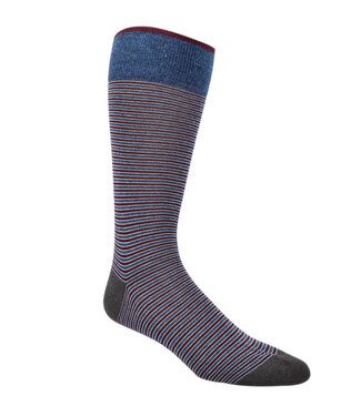 DION Burgundy & Blue Striped Socks
