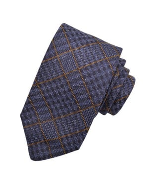 DION Navy Gold Plaid Tie