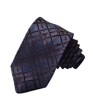DION Navy Brown Windowpane Tie