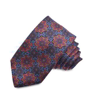 DION Red Navy Floral Tie
