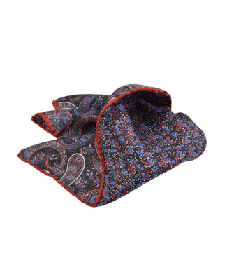 DION Red Black Paisley Pocket Square