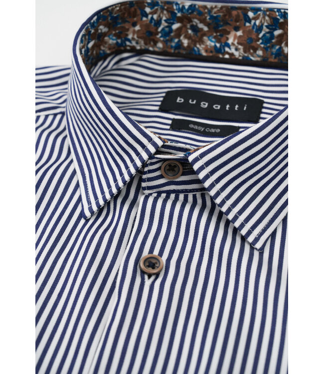 Modern Fit White Navy Stripe Shirt