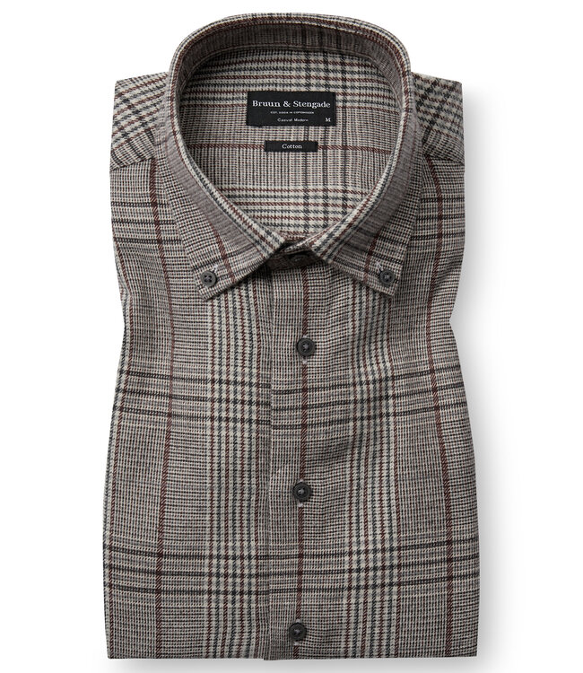 Modern Fit Brown Plaid Tazul Shirt