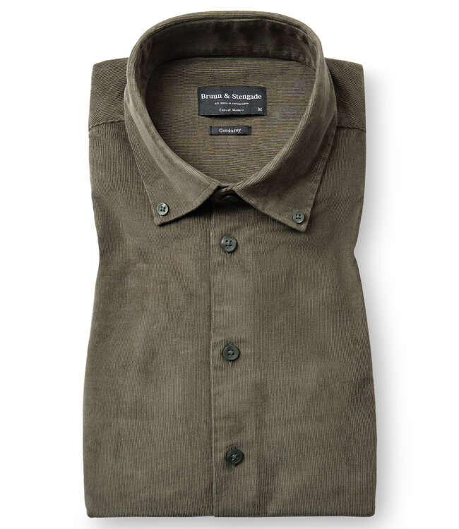 Modern Fit Green Monti Corduroy Shirt